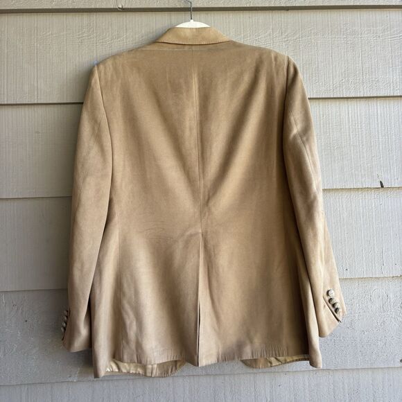 Vintage Lanvin Paris FeatherSuede Blazer 40R Camel Tan Coat Tailored in USA - Picture 2 of 10